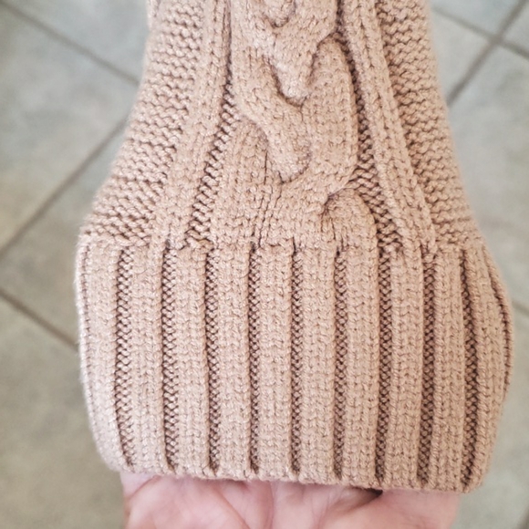 💐 Cableknit Knit Sweater Mini Dress Camel Tan Long Sleeve Cabincore Cozy Rustic - Picture 9 of 14